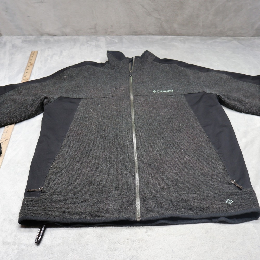 Columbia Jacket Mens XL Grey Omni-Heat Full Zip Wool Blend Hybrid Outdoor Hiking
